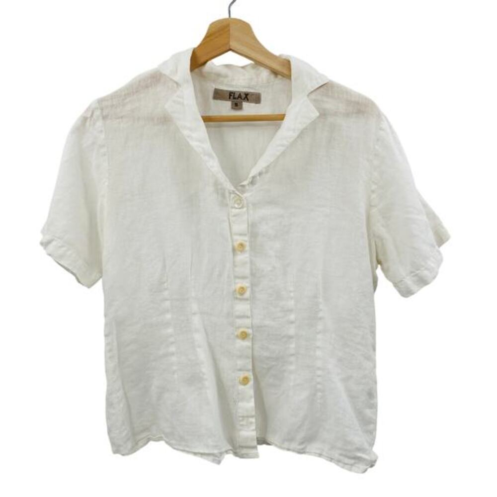 Flax white linen button down blouse